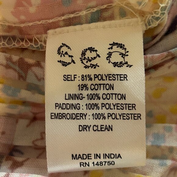 Sea New York- Naya pleated quilted floral print voile top, Sz M - Picture 4 of 4